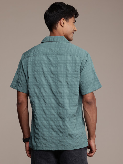 WROGN Seersucker Cuban Collar Casual Shirt - Image 4