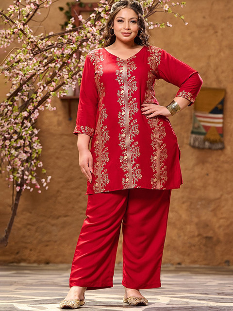 PrettyPlus by Desinoor.com Plus Size Printed Tunic With Palazzos - Image 6