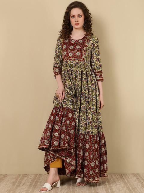 GLAM ROOTS Ethnic Motifs Printed Anarkali Kurta