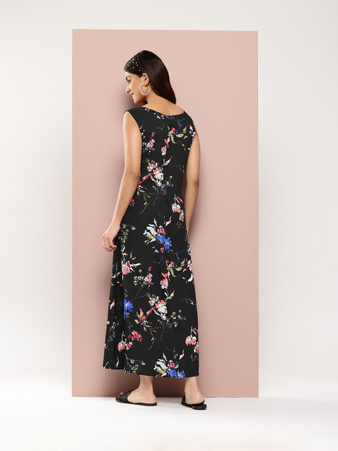 Qurvii Floral Print A-Line Maxi Dress - Image 4