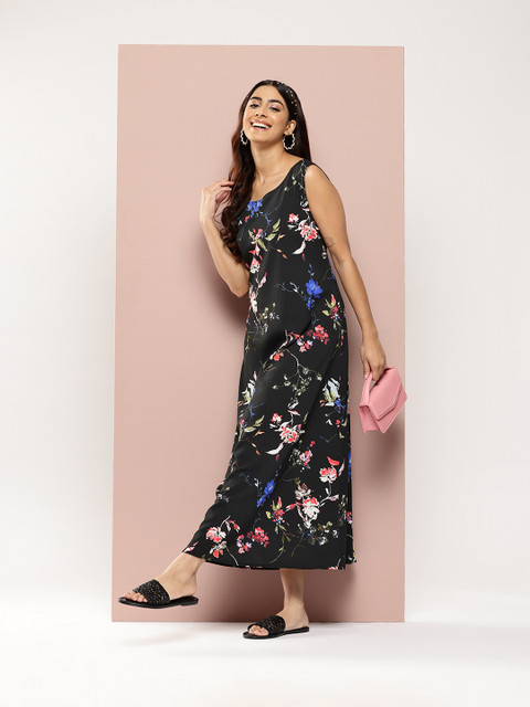 Qurvii Floral Print A-Line Maxi Dress - Image 5