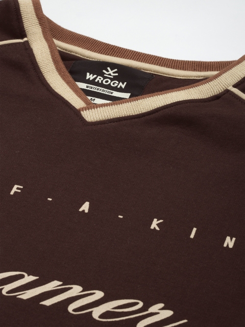 WROGN Typography Printed V-Neck Oversized Sweatshirt - Image 2