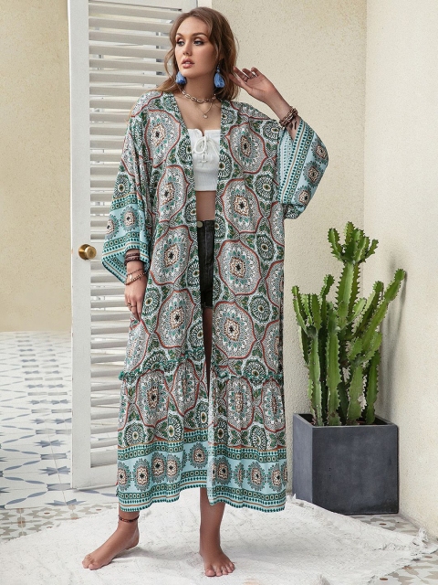JC Mode Floral Printed Longline Straight Shrug