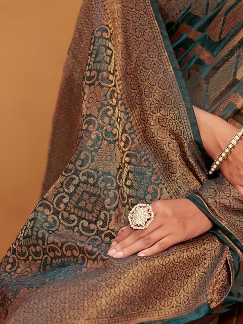 KALINI Woven Banarasi Organza Silk Saree with Blouse Piece - Image 5