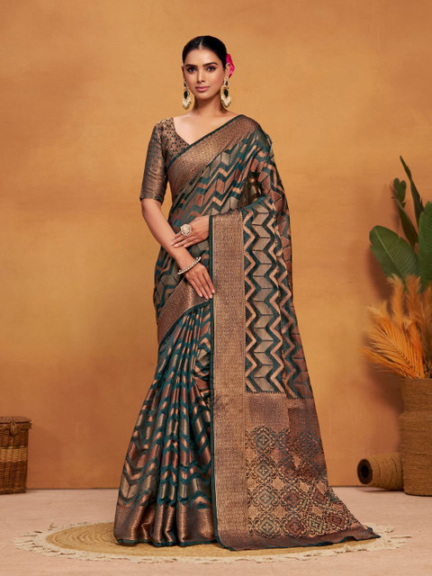 KALINI Woven Banarasi Organza Silk Saree with Blouse Piece - Image 2