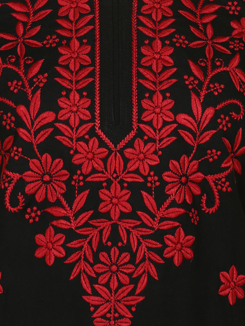 TOP N THREAD Ethnic Motifs Chikankari Embroidered Thread Work Straight Georgette Kurta - Image 6