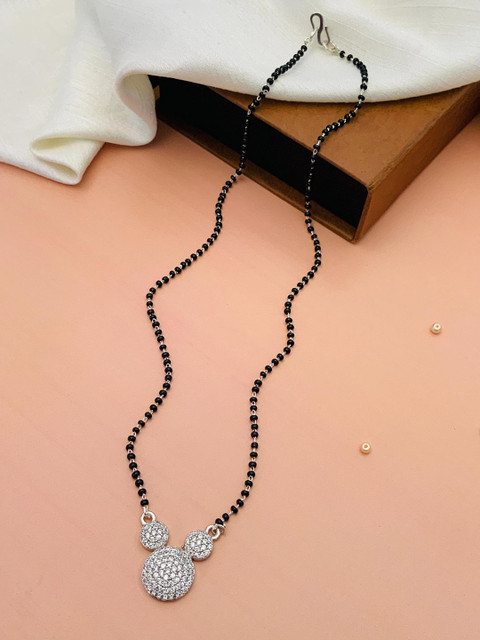 ABDESIGNS Silver-Plated Artificial Stones and Beads Mangalsutra