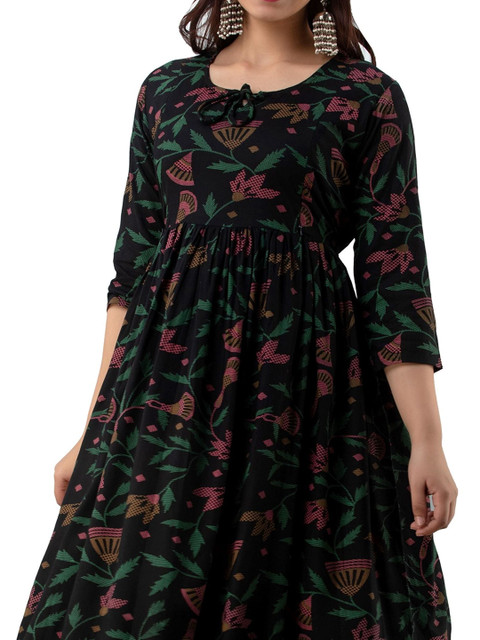 Charnest Women Floral Printed Flared Sleeves Gotta Patti Maternity Anarkali Kurta - Image 2