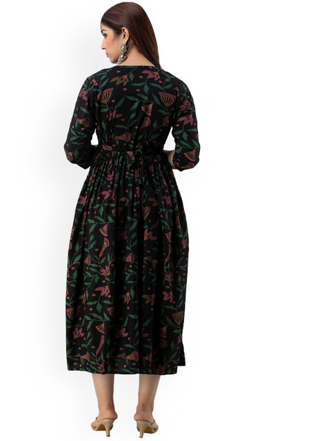 Charnest Women Floral Printed Flared Sleeves Gotta Patti Maternity Anarkali Kurta - Image 4