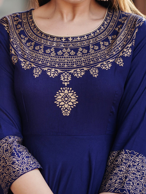 NEW STYLISH Ethnic Motifs Printed Round Neck Anarkali Kurta With Dupatta - Image 2