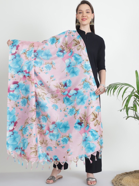 LOOM LEGACY Floral Printed Tasselled Dupatta