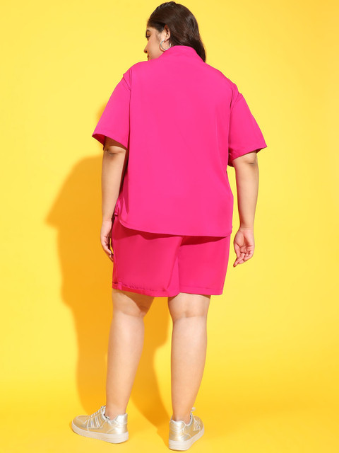 Oxolloxo Women Plus Size Shirt With Elasticated Shorts Co-Ords - Image 5