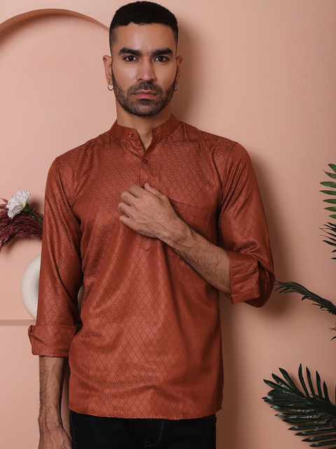 Jompers Men Cotton Woven Design Self design Kurta