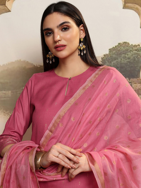 Vishudh Women Ethnic Motifs Regular Kurta with Palazzos & With Dupatta