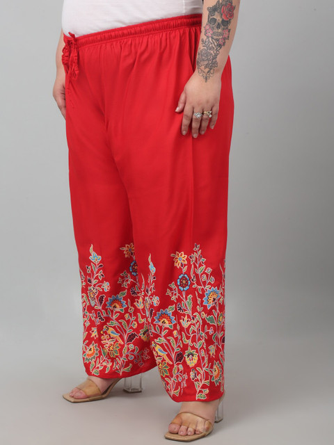 Trend Level Women Floral Printed Knitted Ethnic Palazzos - Image 2