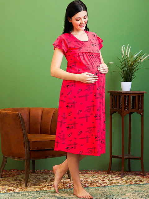 AV2 Floral Printed Maternity Nightdress - Image 4