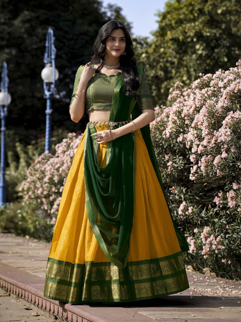 LOOKNBOOK ART Semi-Stitched Lehenga & Unstitched Blouse With Dupatta