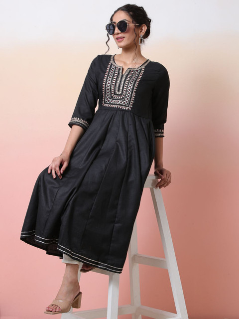 Sangria Women Ethnic Motif-Gotta Patti Cotton Anarkali Kurta - Image 5