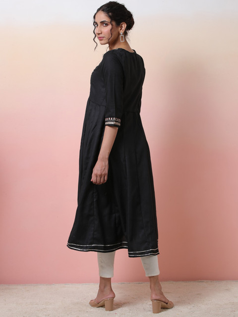 Sangria Women Ethnic Motif-Gotta Patti Cotton Anarkali Kurta - Image 4