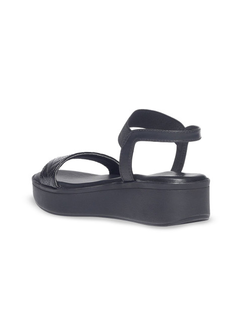 Monrow Textured Open Toe Flatform Heels - Image 3