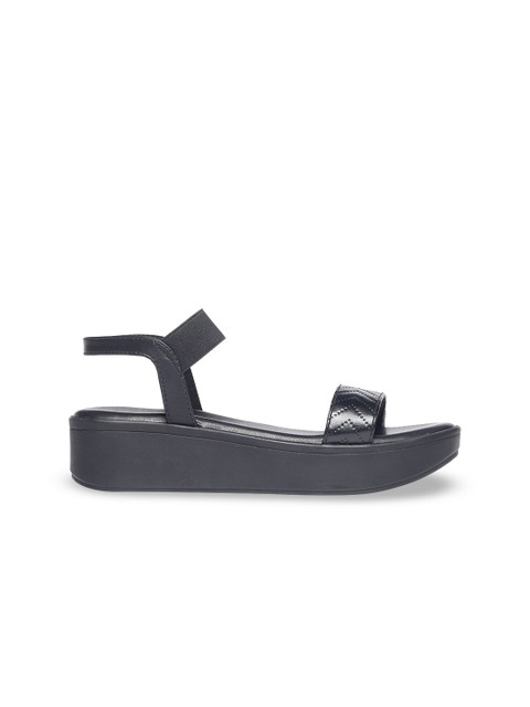 Monrow Textured Open Toe Flatform Heels - Image 4