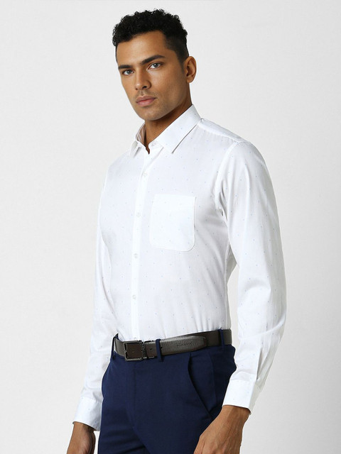 Peter England Men Pure Cotton Polka Dots Printed Slim Fit Opaque Formal Shirt - Image 3