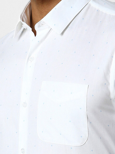 Peter England Men Pure Cotton Polka Dots Printed Slim Fit Opaque Formal Shirt - Image 2