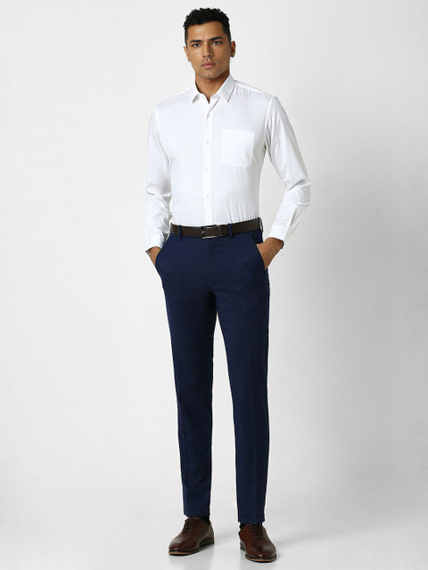 Peter England Men Pure Cotton Polka Dots Printed Slim Fit Opaque Formal Shirt - Image 5