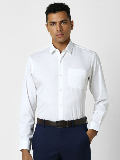 Peter England Men Pure Cotton Polka Dots Printed Slim Fit Opaque Formal Shirt