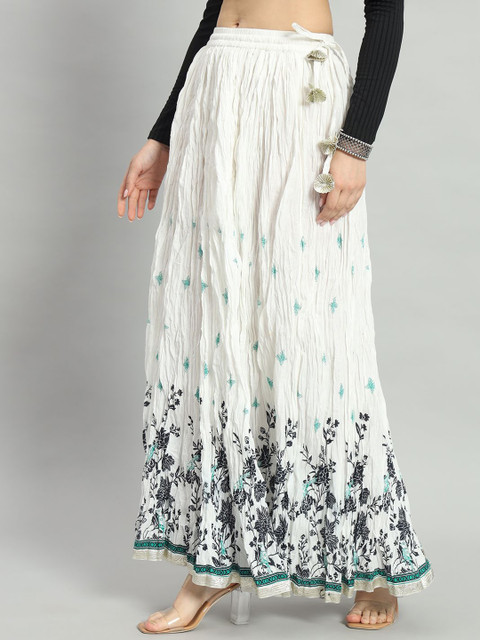 ZRI Pure Cotton Cambric Floral Printed Flared Maxi Skirt - Image 2