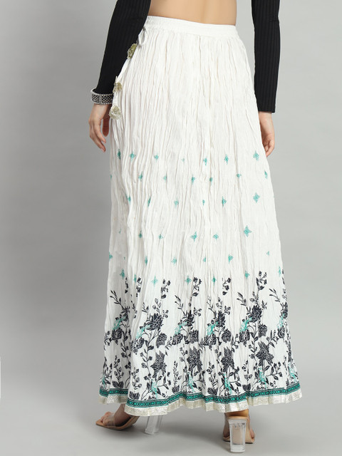 ZRI Pure Cotton Cambric Floral Printed Flared Maxi Skirt - Image 3