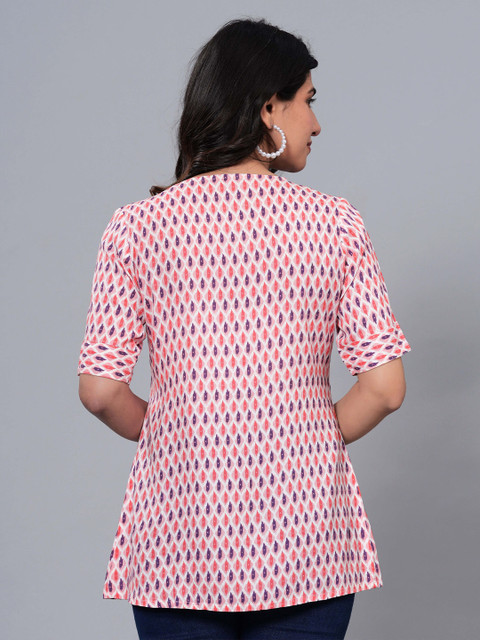 SIDDHANAM Geometric Printed Round Neck Maternity Peplum Top - Image 4