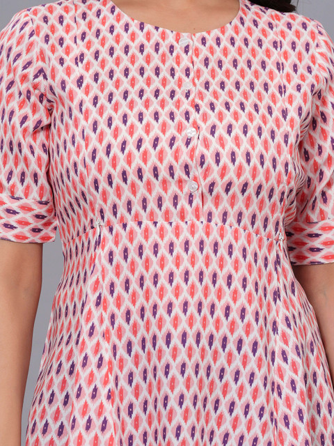 SIDDHANAM Geometric Printed Round Neck Maternity Peplum Top - Image 3