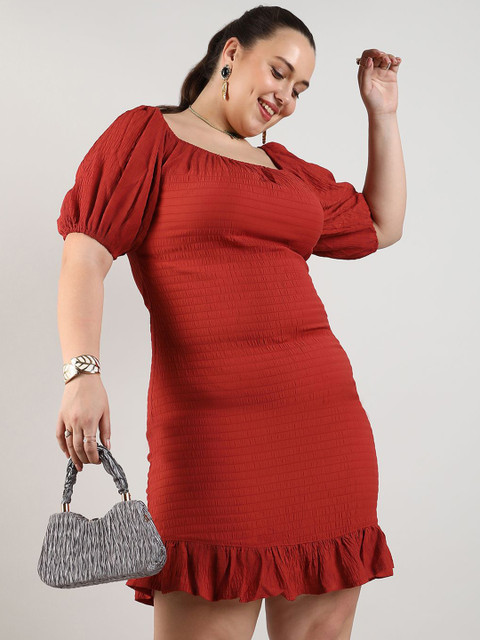 Instafab Plus Women Square Neck Bodycon Dress