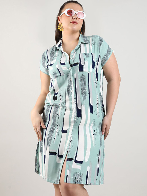 Instafab Plus Plus Size Printed Shirt Dress