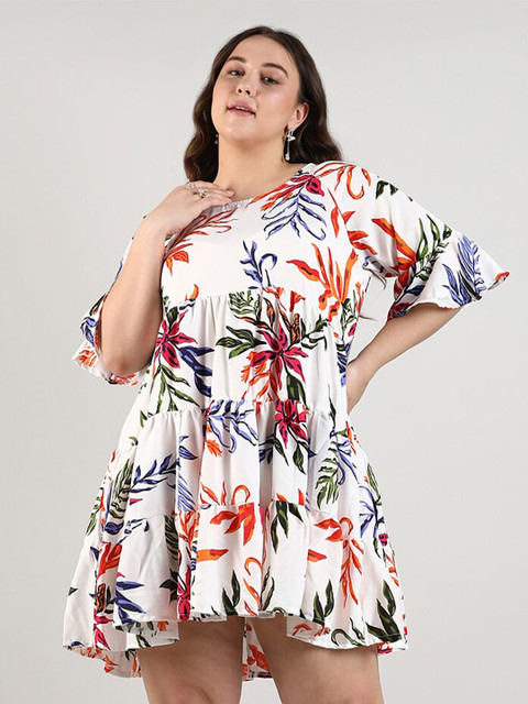 Instafab Women Plus Tropical Print Sheath Dress