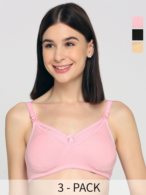 Evamomies Pack of 3 Full Coverage Non Padded Maternity Bra With All Day Comfort