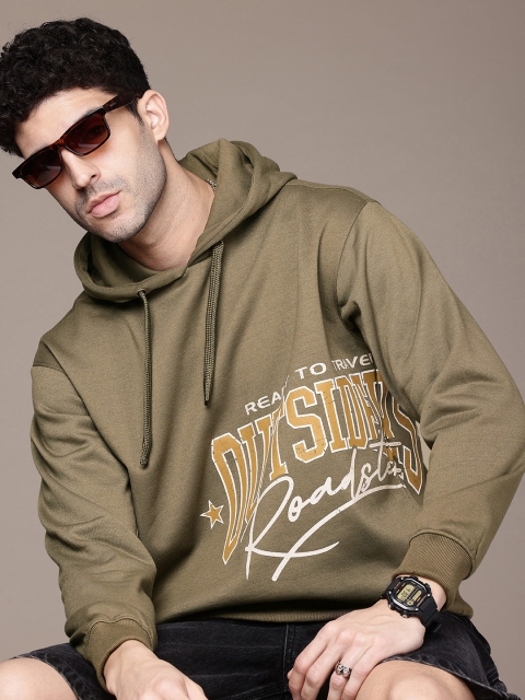 The Roadster Life Co. Typography Printed Hooded Relaxed Fit Sweatshirt