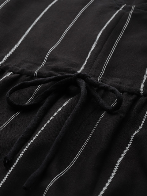 Sztori Plus Size Cotton Linen Tie-Up Striped A-Line Midi Dress - Image 6