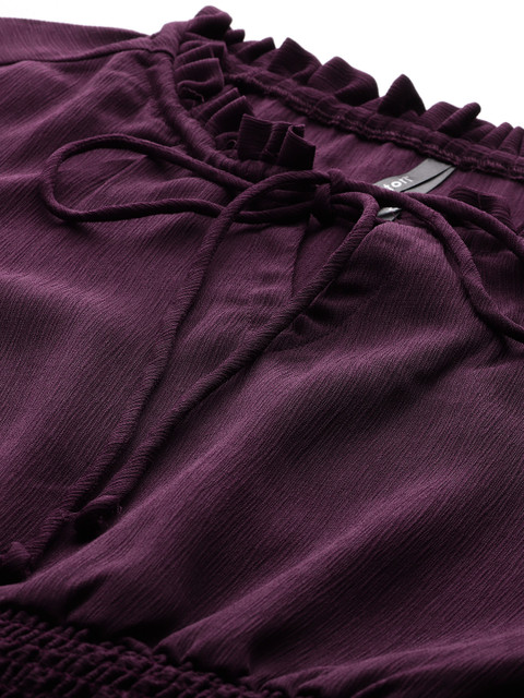 Sztori Plus-Size Tie-Up Neck Puff Sleeve A-Line Midi Dress - Image 2