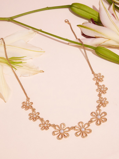 Zaveri Pearls Gold-Plated Embellished Floral Necklace - Image 2