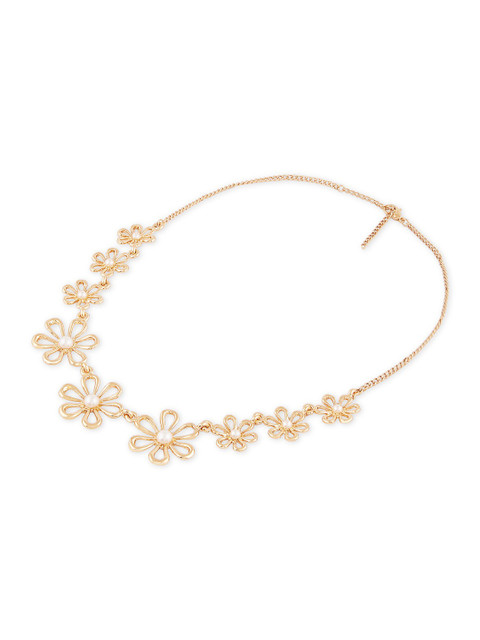 Zaveri Pearls Gold-Plated Embellished Floral Necklace - Image 6