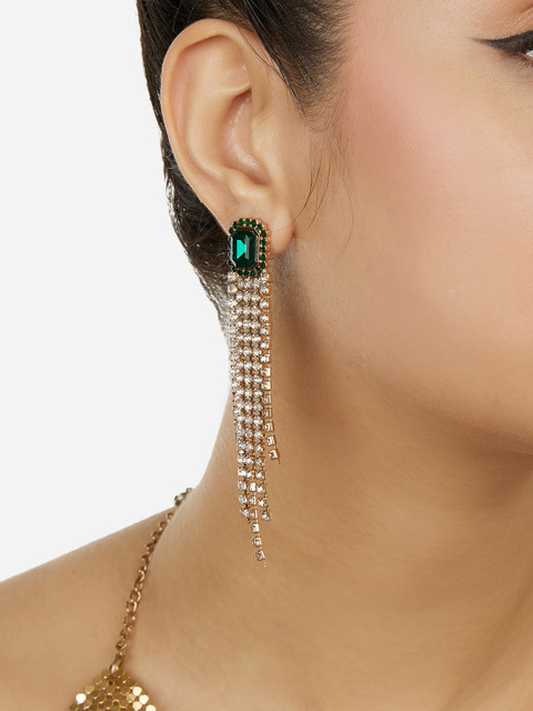 Zaveri Pearls Gold-Plated Contemporary Drop Earrings - Image 2