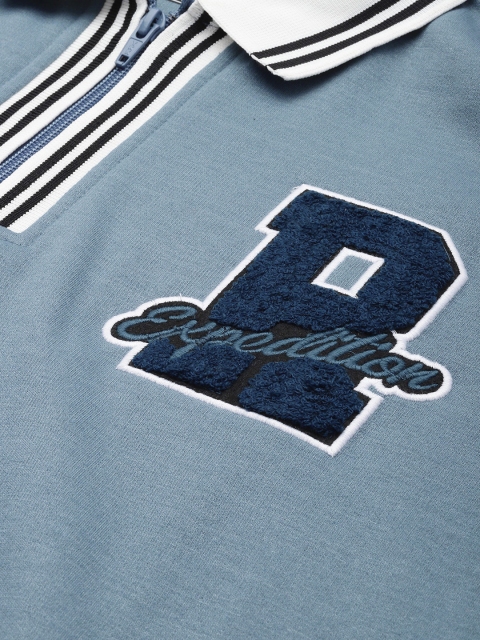 The Roadster Life Co. Relaxed Fit Contrast Mock Collar with Applique Detailing Sweatshirt - Image 2