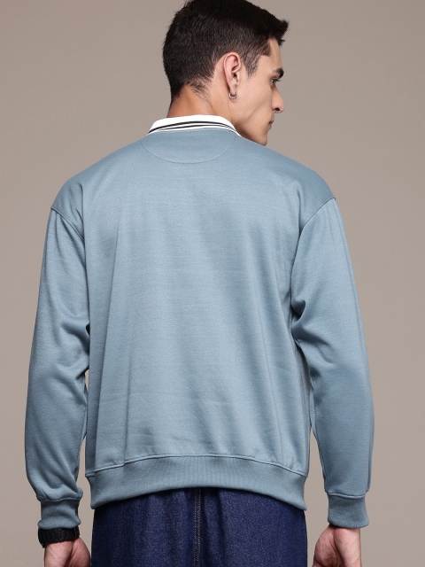 The Roadster Life Co. Relaxed Fit Contrast Mock Collar with Applique Detailing Sweatshirt - Image 4