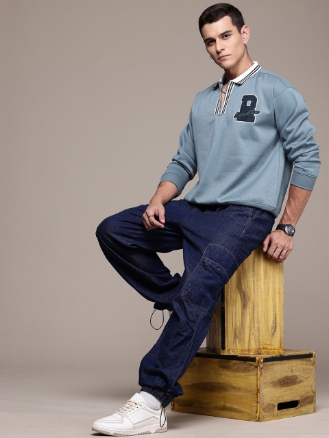 The Roadster Life Co. Relaxed Fit Contrast Mock Collar with Applique Detailing Sweatshirt - Image 5