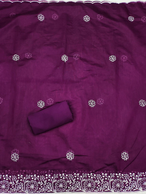 Panzora Embroidered Art Silk Unstitched Dress Material - Image 4