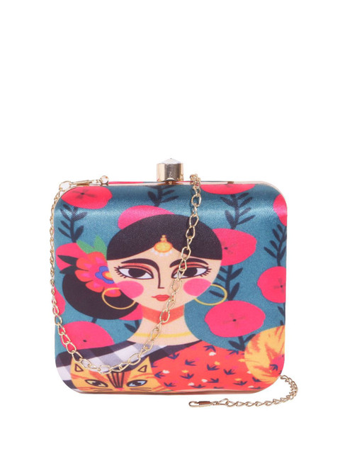 Anouk Pink Graphic Printed Box Clutch - Image 2