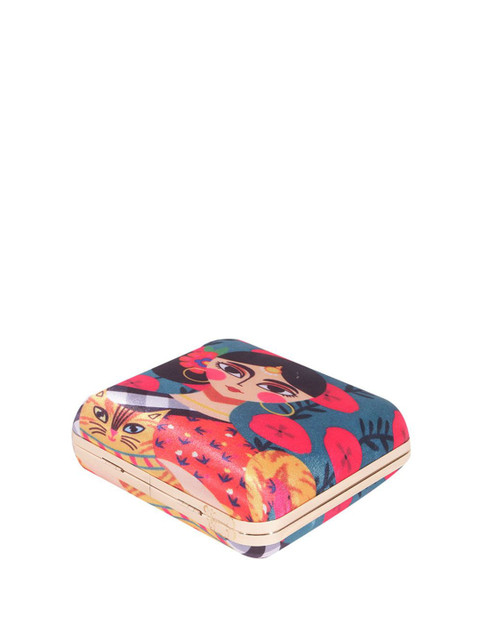 Anouk Pink Graphic Printed Box Clutch - Image 6
