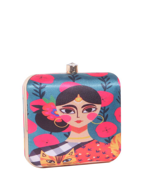 Anouk Pink Graphic Printed Box Clutch - Image 3